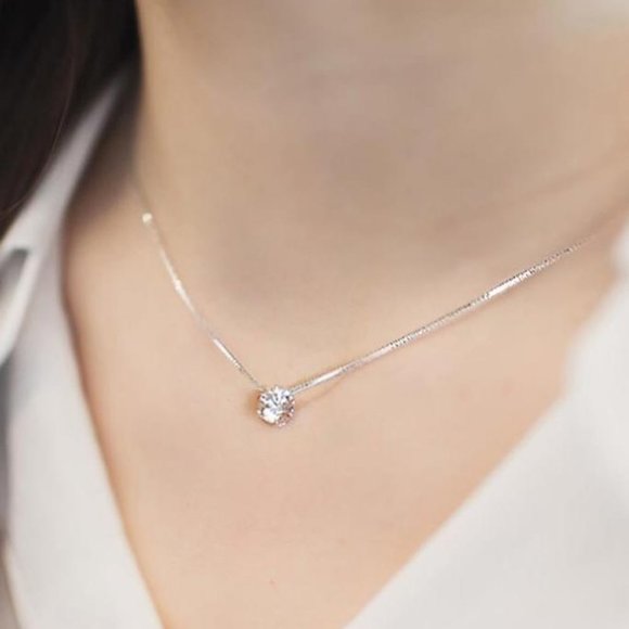 NEW 2ct Solitaire Diamond Sterling Silver Necklace - Picture 8 of 9